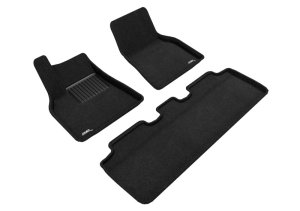Tesla Model Y Floor Mats - Front and Rear - 3D MAXpider - Elegant - Black - `20-`27